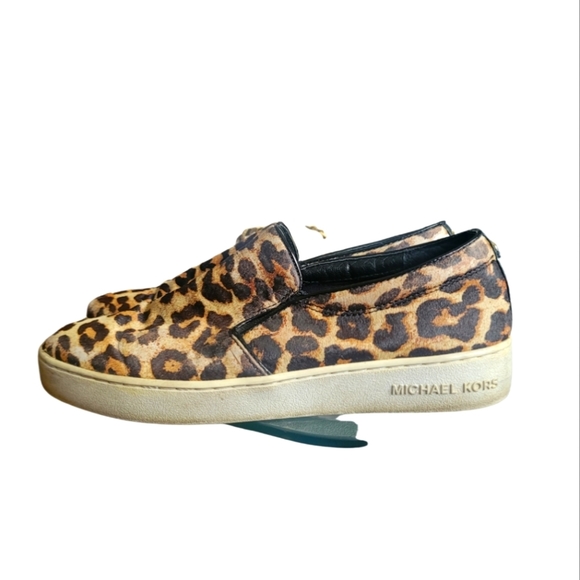 Michael Kors Slip On Leopard Print Calf Hair Sneakers Flats Size 7M - Picture 3 of 16